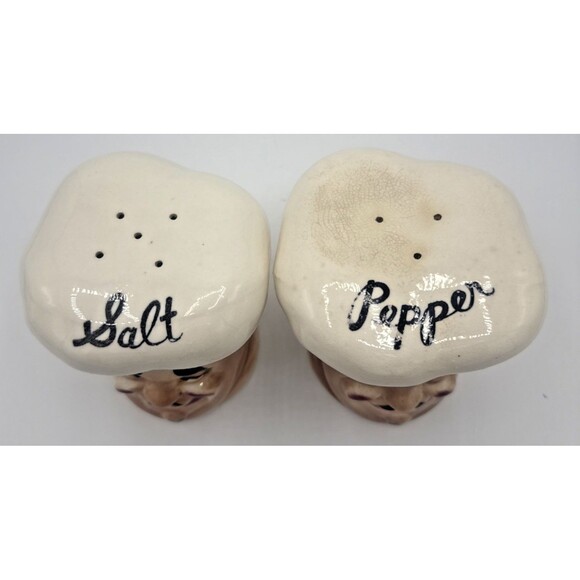 Vintage Large Chef Head/Hat Squinting Eyes Salt & Pepper Shaker Set Japan 4.5" - Picture 4 of 13